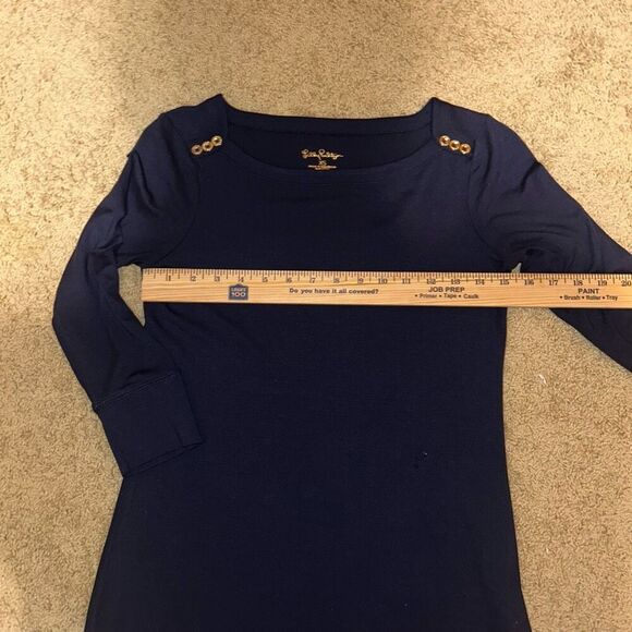 Lilly Pulitzer UPF 50+ Sophie Dress Navy Blue 3/4 sleeve gold button size XS - Picture 8 of 12